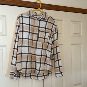 H&M Beige and Black Plaid Casual Shirt